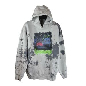 GOOSEBUMPS x PHILCO'S Men's Streetwear White/Grey Tie-Dye Graphic Hoodie Size S